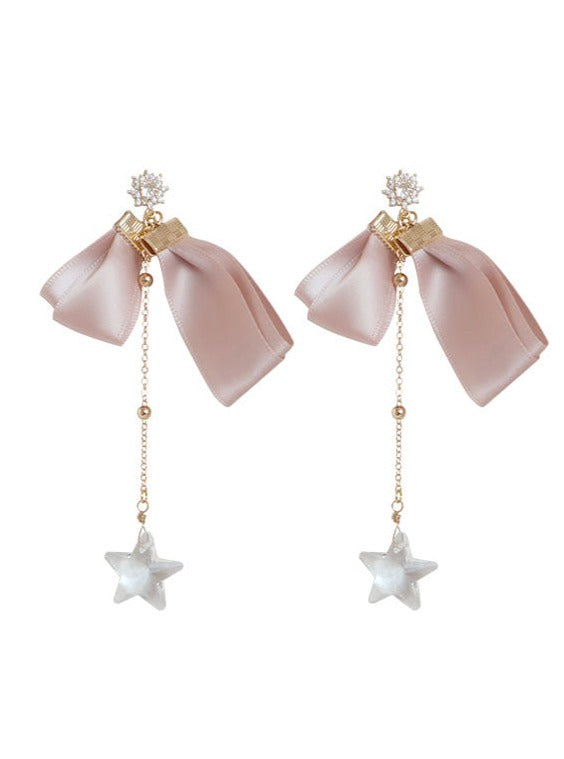 Satin ribbon tassel earrings + earrings