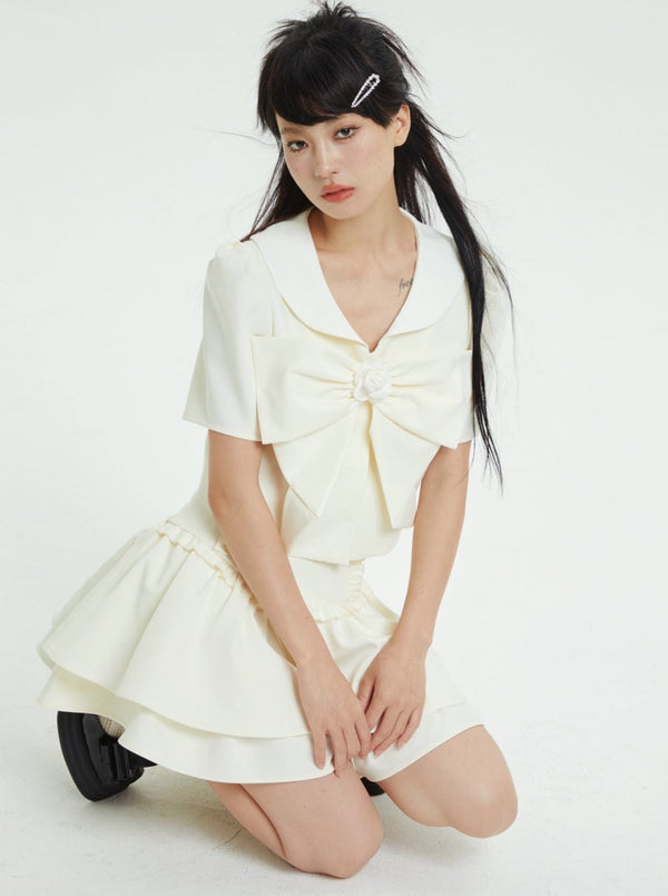 ミルキーイエローリボンガーリーセットアップ