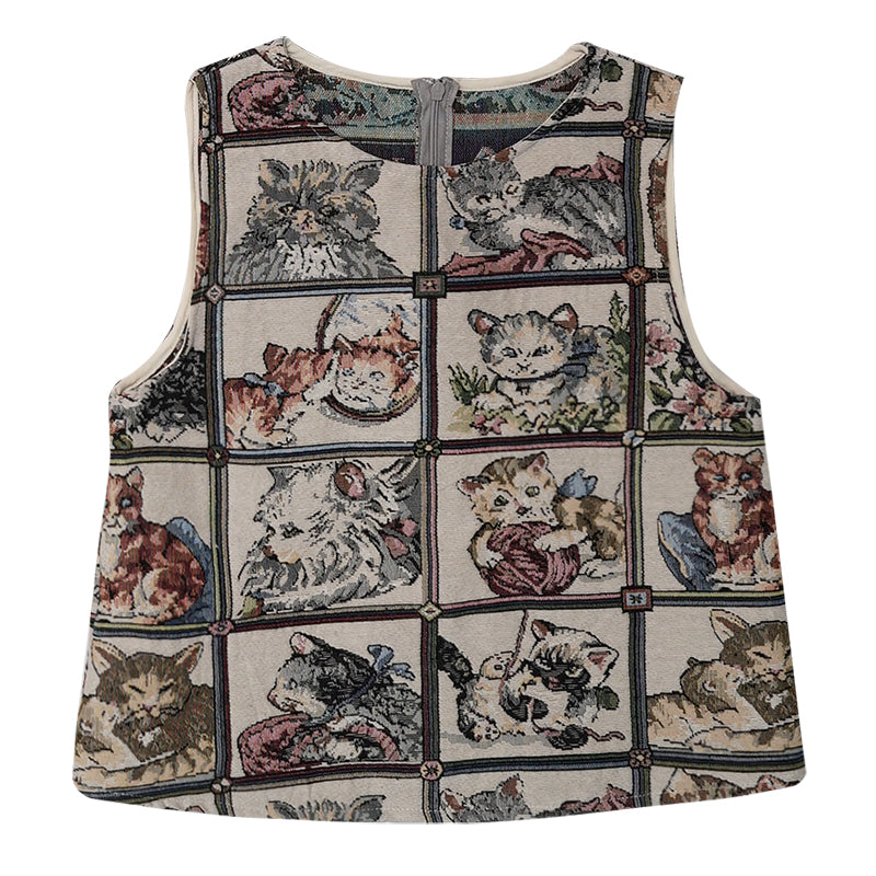 Cat Collage Design Retro Jacquard Sleeves Jacket Best