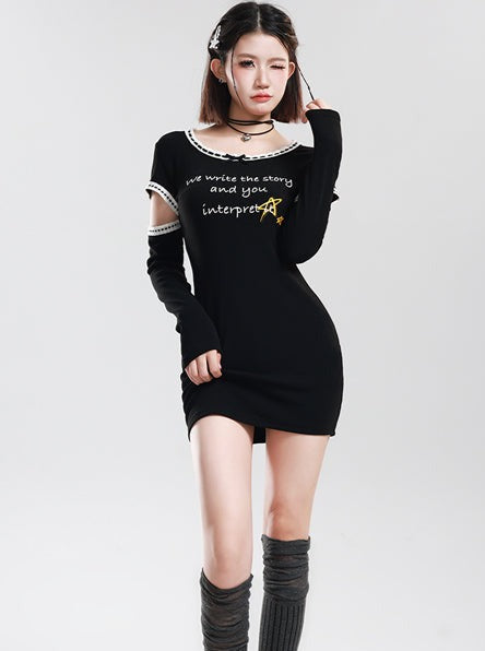 Letter logo casual tight dress