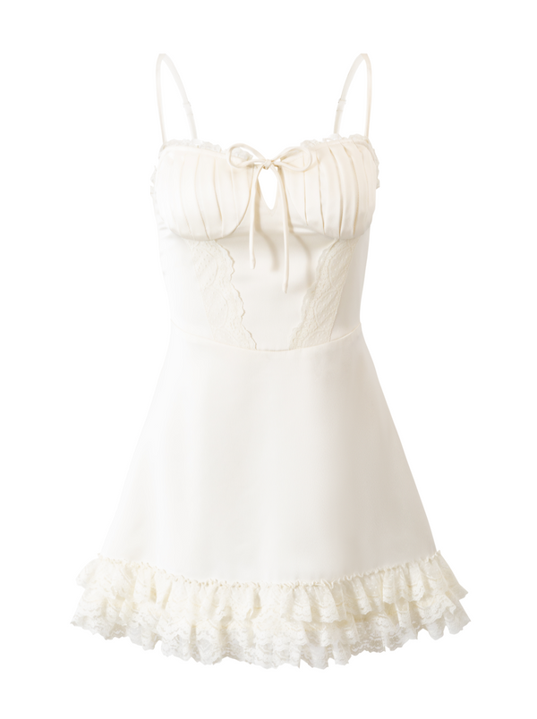 Robe cami en dentelle à motifs plissés Shell-moose