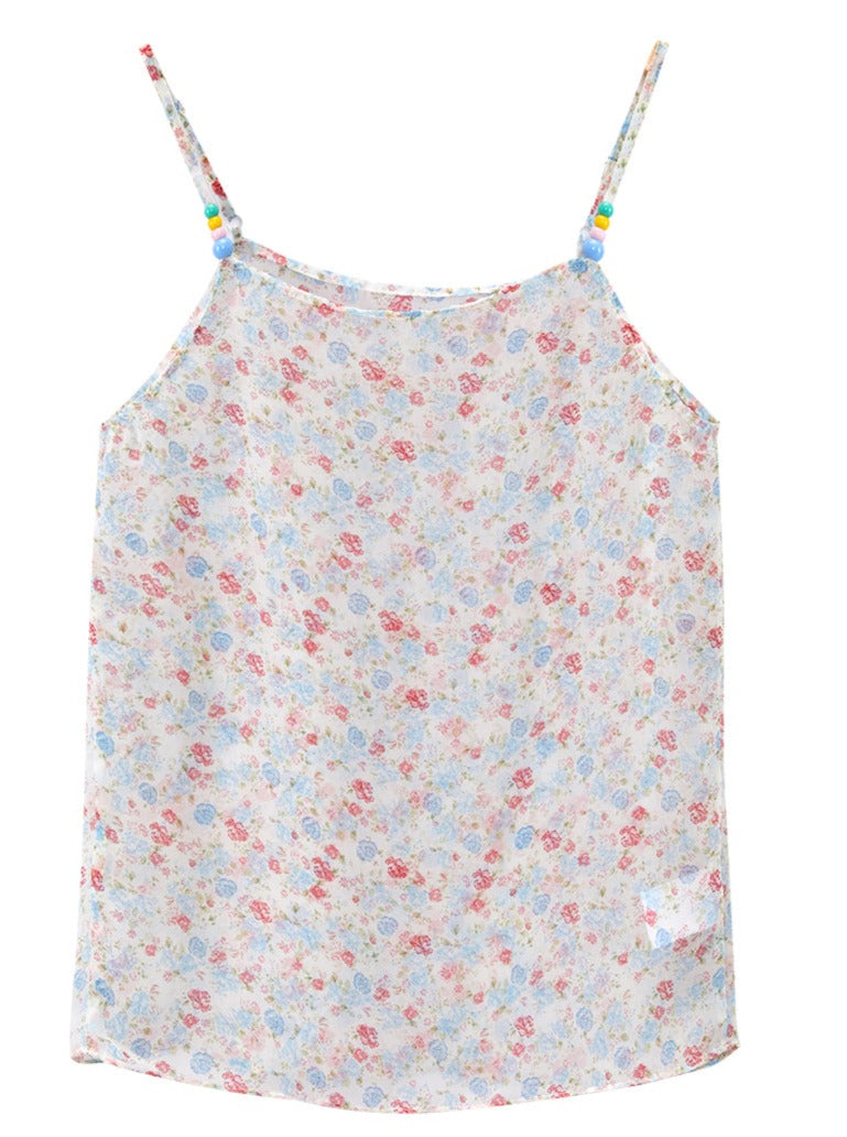 Retro Flower Little Beads Summer Camisole