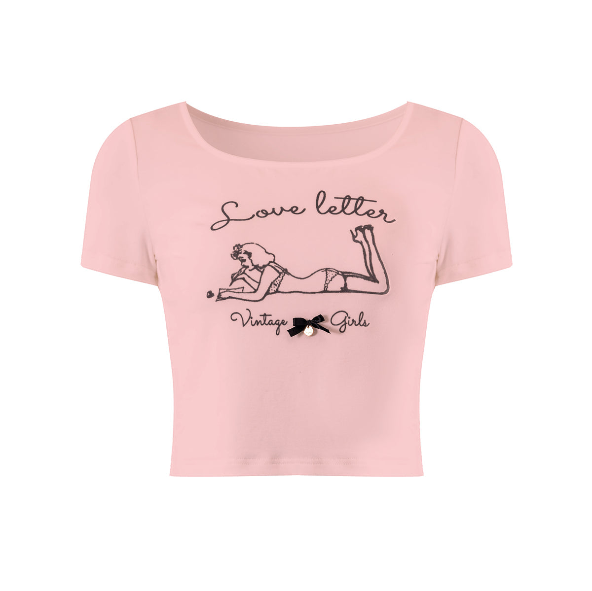 Love Letter Super Soft Girl Ribbon T -shirt
