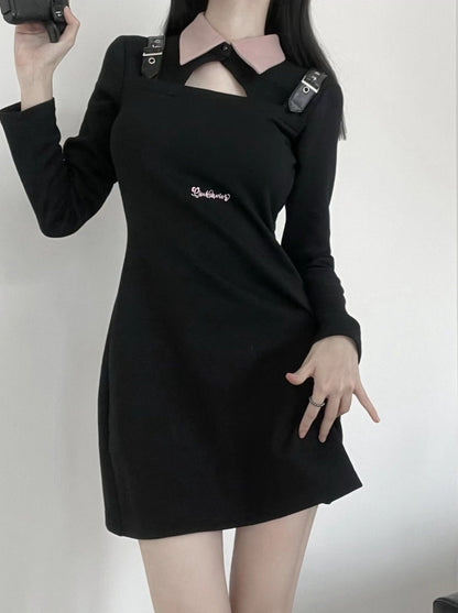 Heart design leather shoulder strap dress