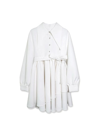 White Pointed Collar Shirt Dress