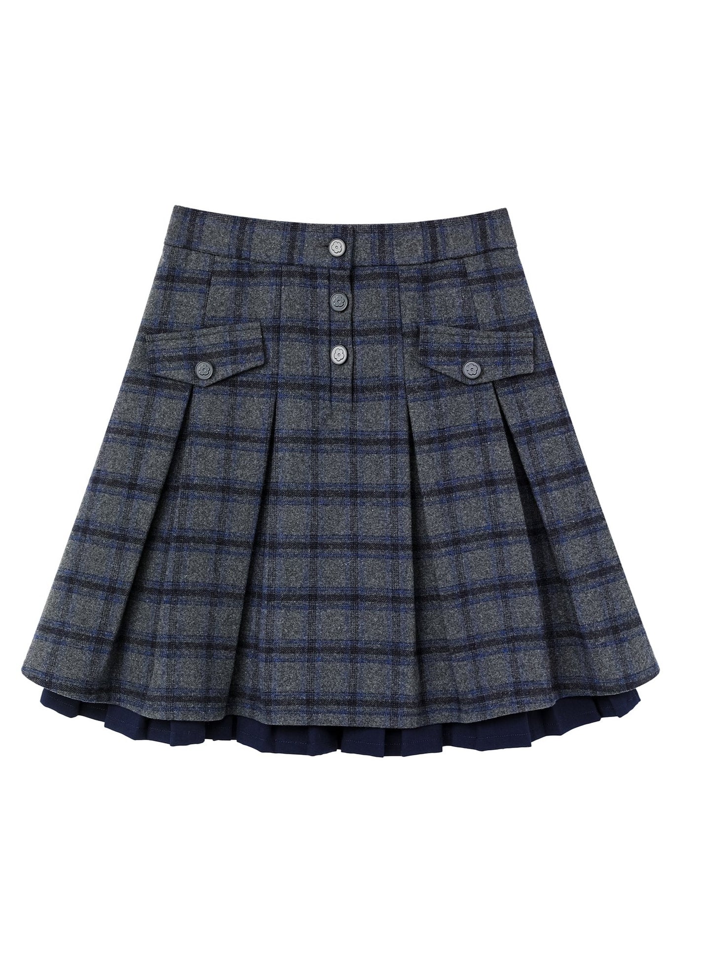 Layered high waist check skirt