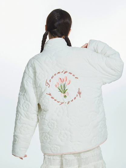 Flower Quilted High Neck Jacket