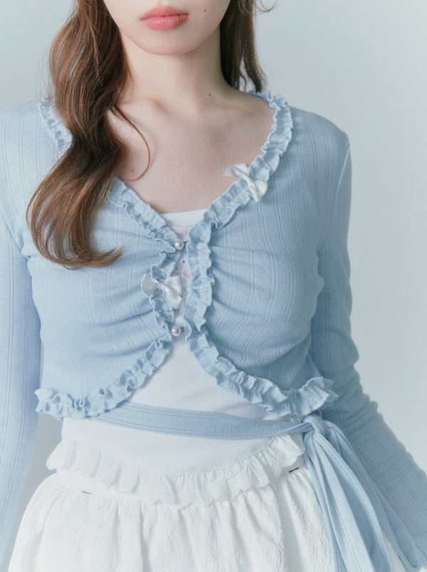 Ballet Style Lace Ribbon Cardigan