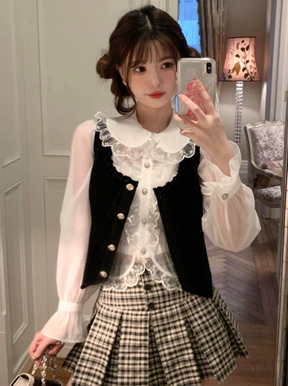 Doll Color Lace Frillsea Shirt