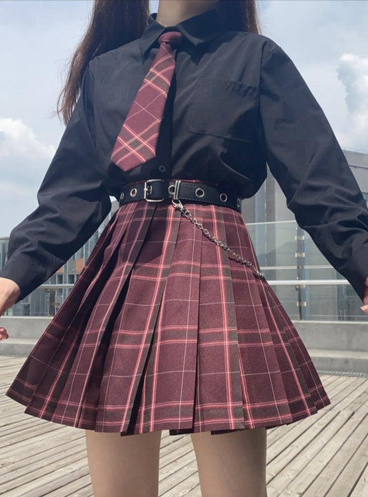 \❤︎Yamikawa school uniform❤︎/Emblem shirt + check skirt + tie