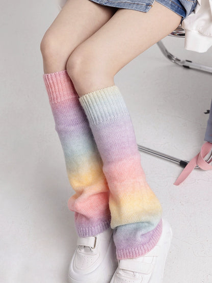 Rainbow Knit Leg Warmers