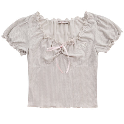 Ritri Ribbon Open Neck Tops