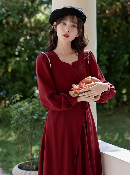 pearl shoulder french dress