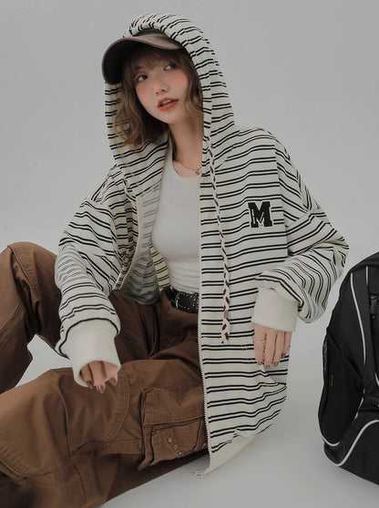 Hood Border Loose Casual Hoodie