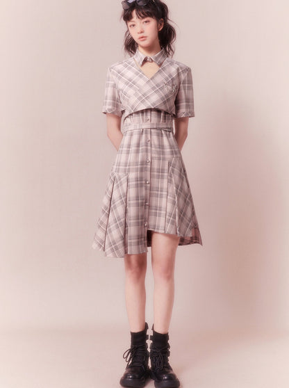 Pink Check Taille Mark Kleid