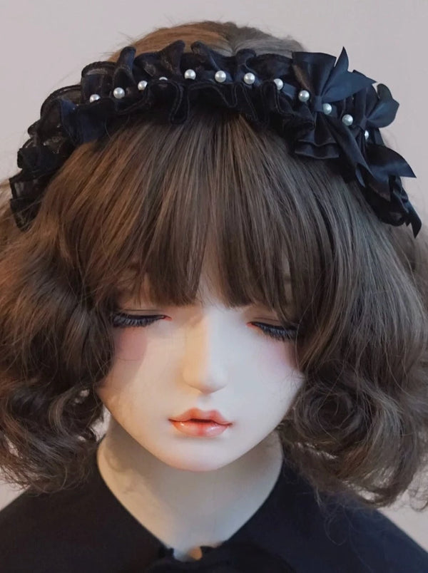 Ribbon Ruffle Pearl Headband