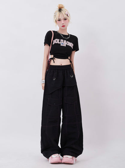 Big pocket design sense all-match straight pants