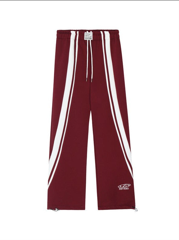 Retro Line Color Contrast Drawstring Sweatpants
