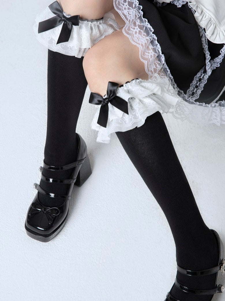 Lace ribbon socks