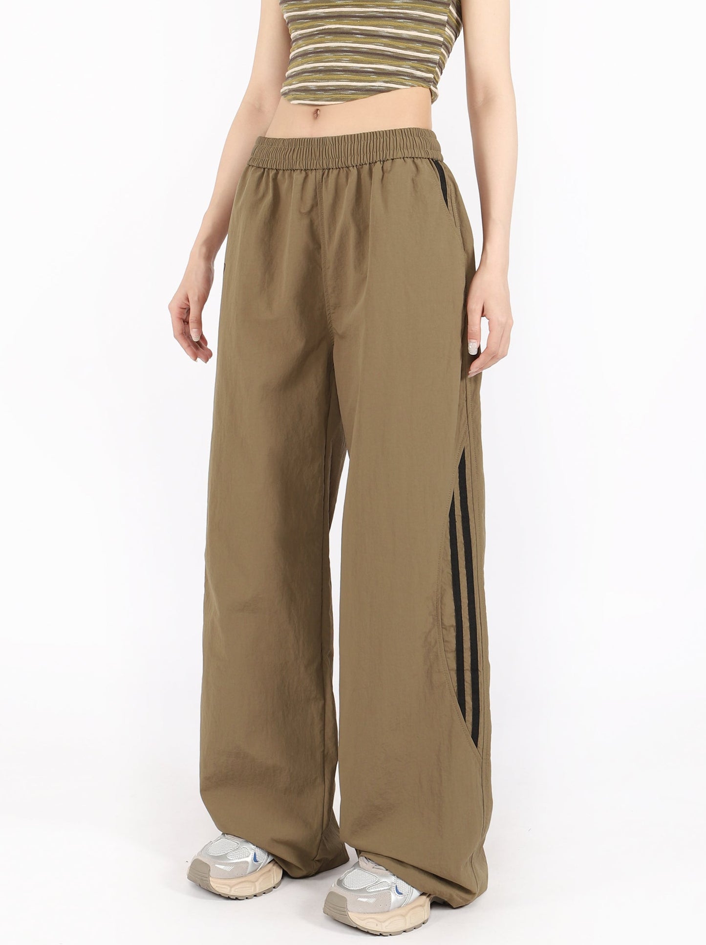 American retro casual sports parachute wide leg pants