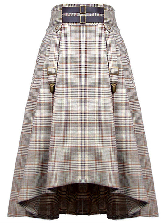 British Retro College Style Check Tweed Skirt