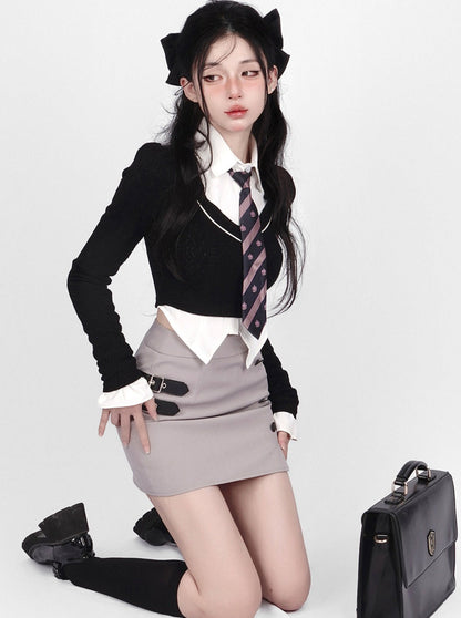 Heroin Girl Suit Skirt College Style Set