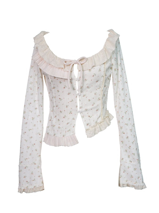 Flower frillweet cardigan tops