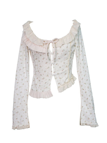 Flower frillweet cardigan tops