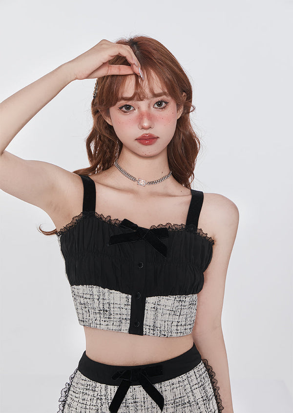 Veste courte en tweed à ruban français