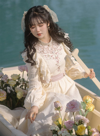 flower embroidery lace dress