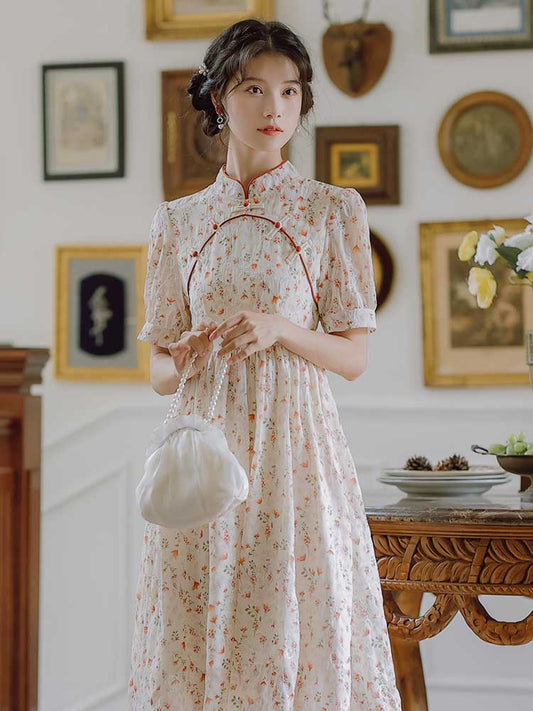 floral print cheongsam