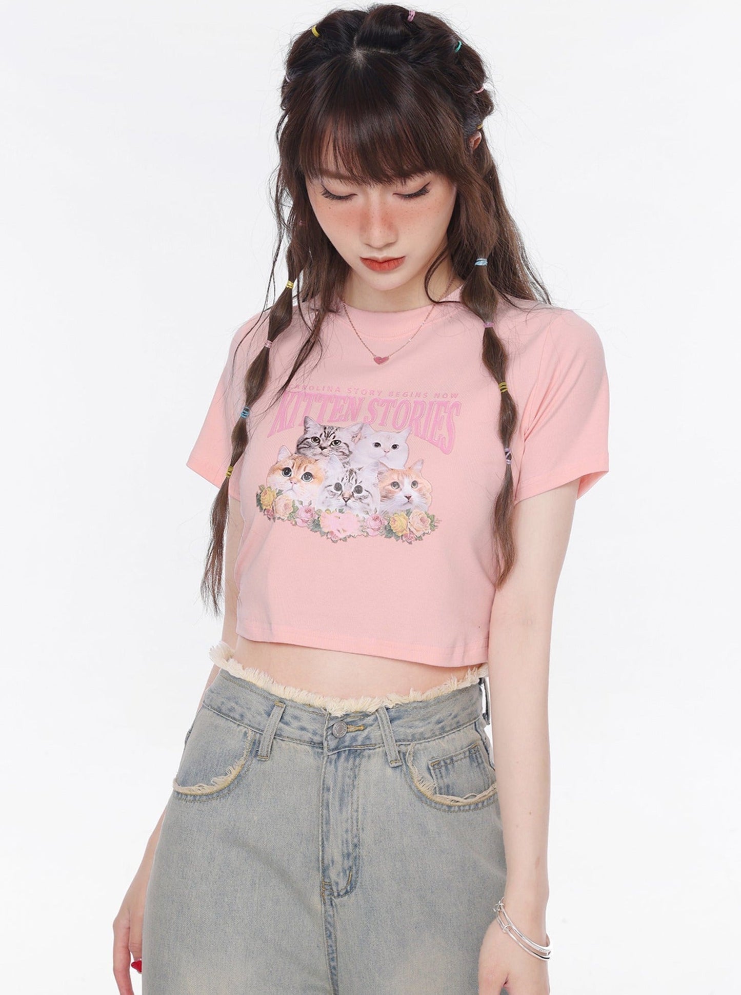 Flower cat T -shirt