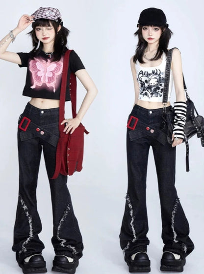 American Style Black Retro Niche Jeans