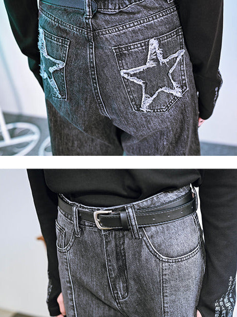 Meteorite latte retro wash denim pants