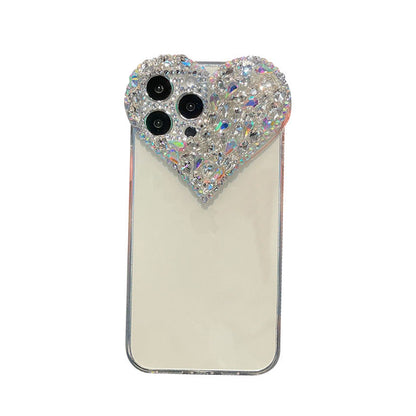 Coque de téléphone en silicone avec cœur en forme de bijou