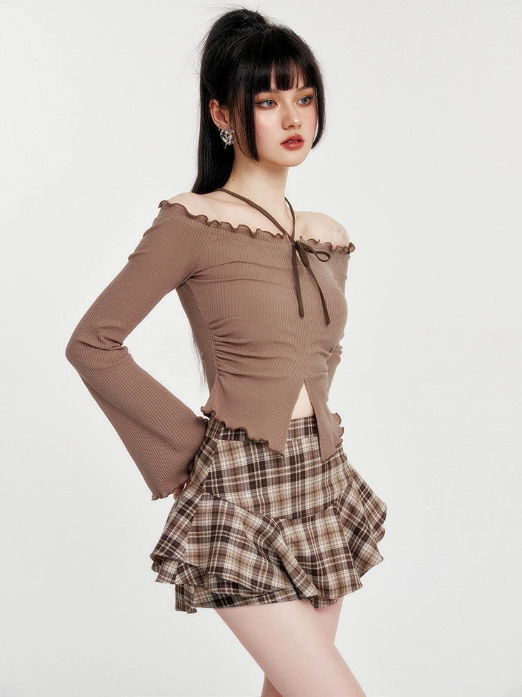 Flared Retro Check Short Skirt