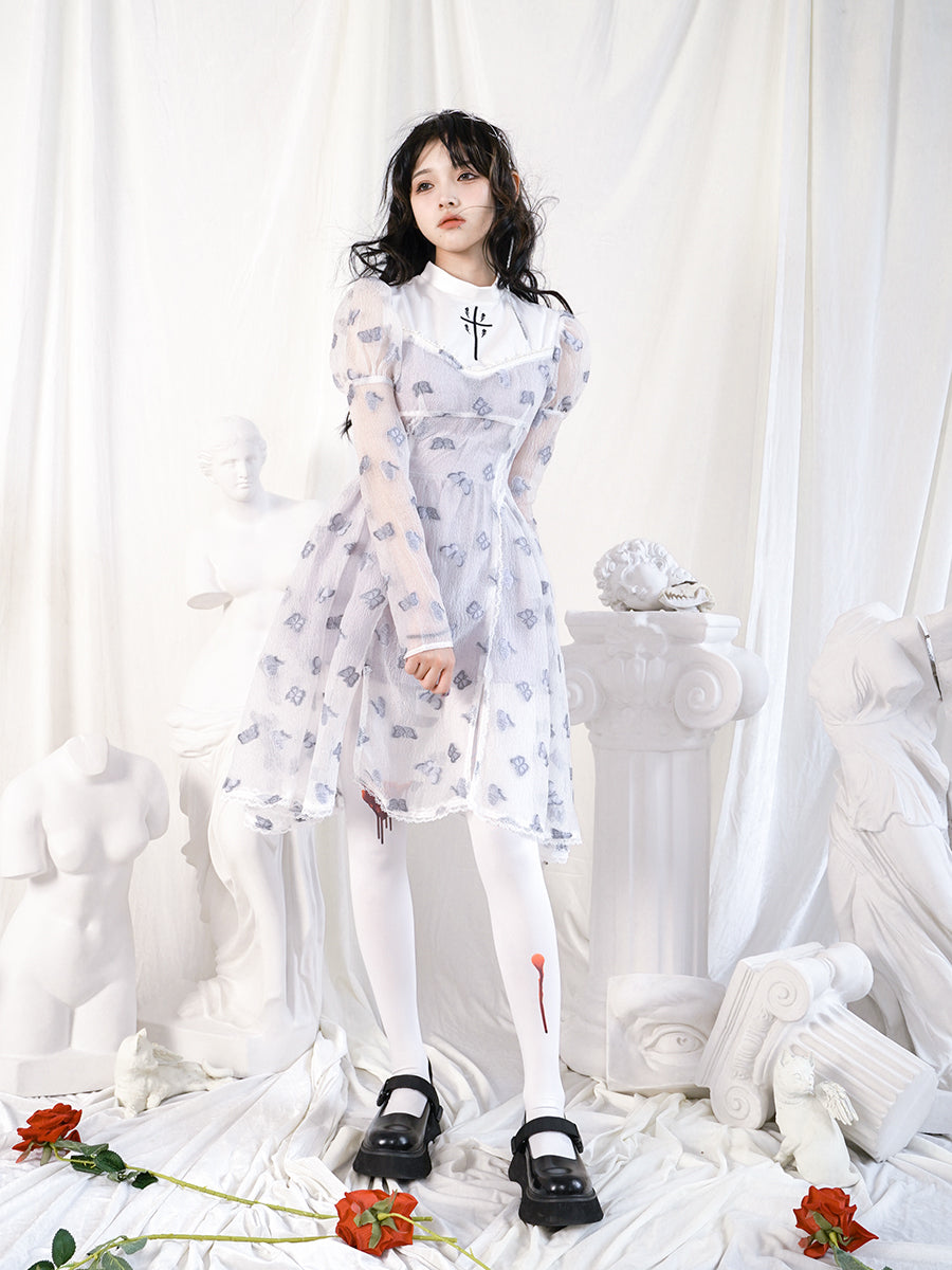 Princess Puff Sleeve West Cross Butterfly dress