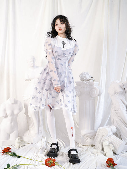 Princess Puff Sleeve West Cross Butterfly dress