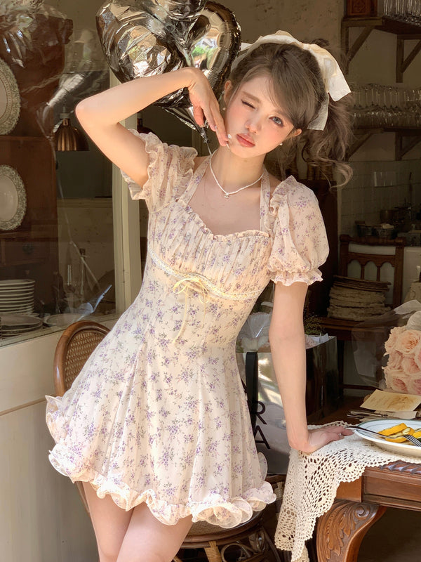 Fairy flower pattern dress [SHORT / LONG]