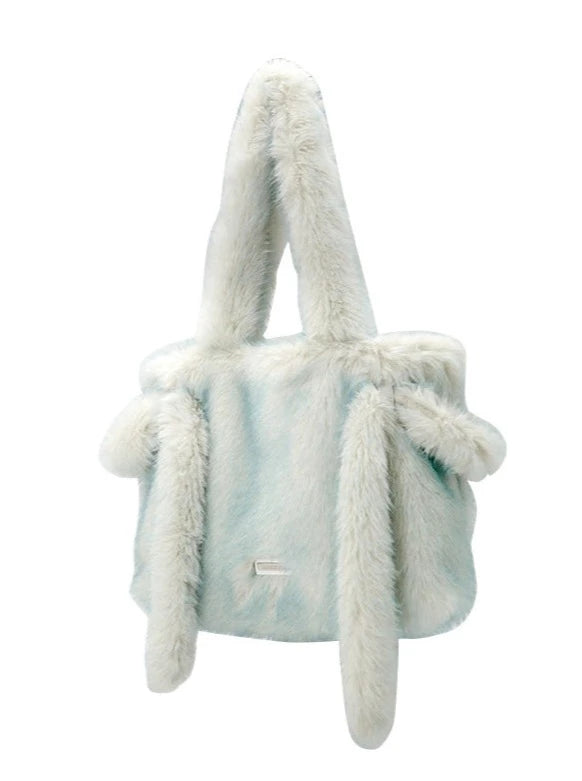 Pastel Ice Blue Fur Tote Bag