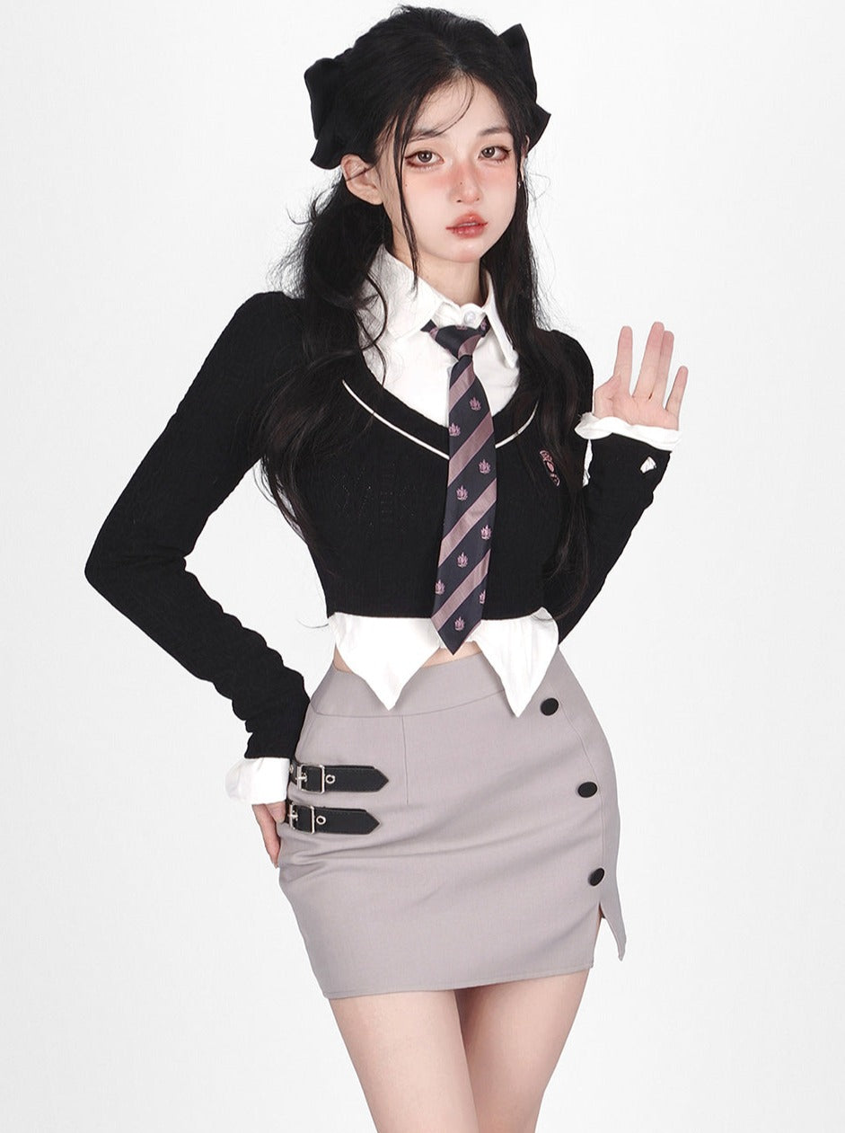 Héroïne Girl Suit Jupe College Style Set