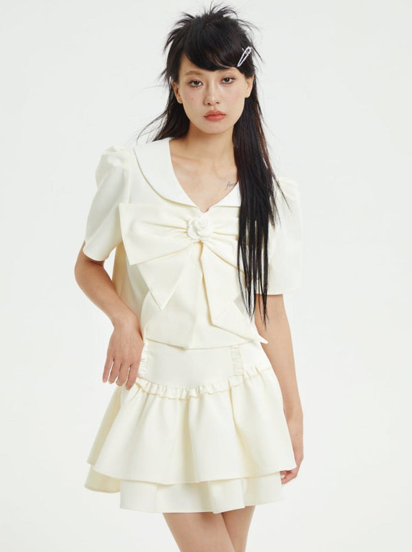 ミルキーイエローリボンガーリーセットアップ