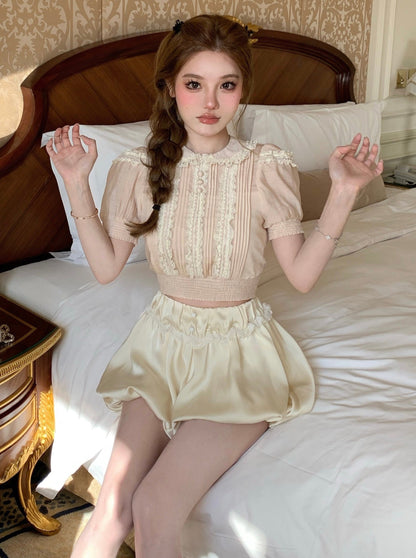 Cream Race Antique Tencel Doll Color Shirt