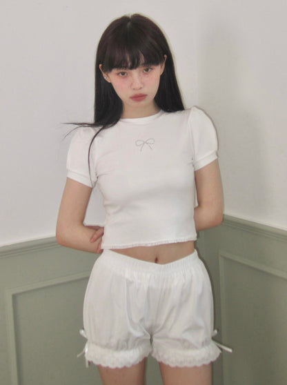 Pure white frilled pants