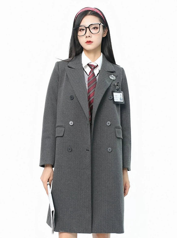 College Style High Wool Loose Coat