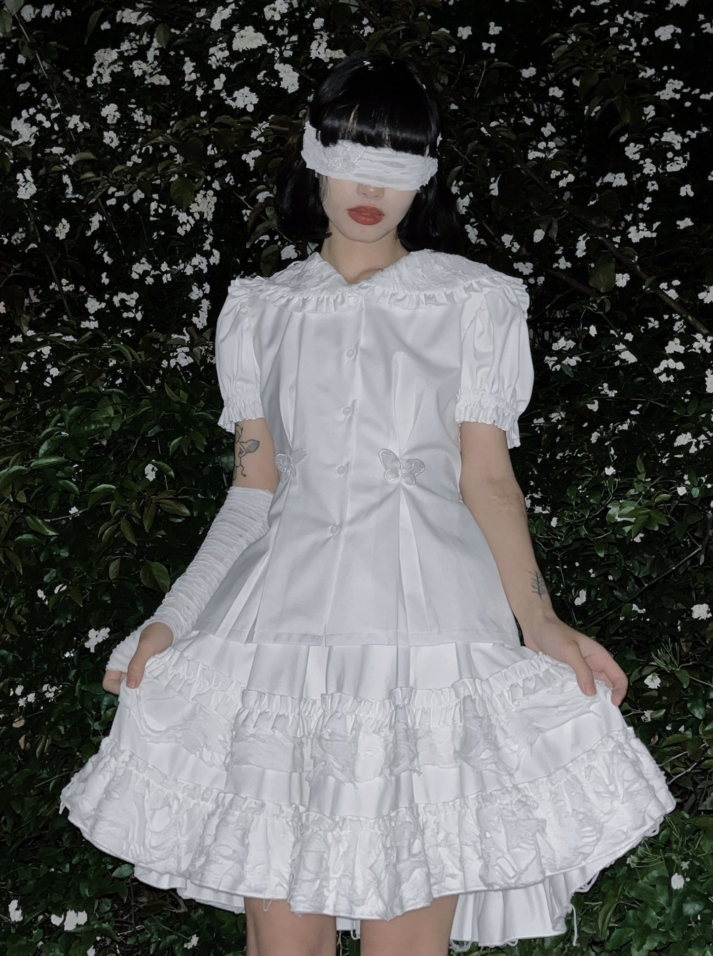 Frill White Doll Collar Cake Skirt Setup