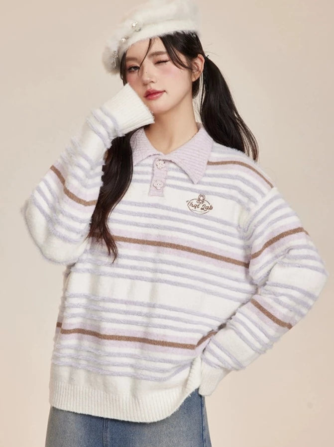 Polo Color Striped Pastel Overknit