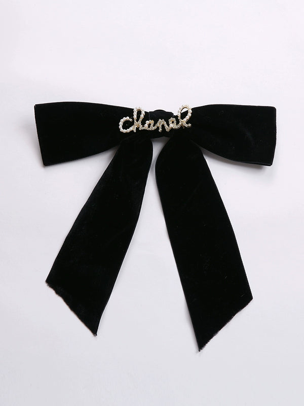 Velvet logo ribbon tie