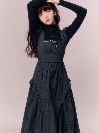 Ribbon Technical Suspender Dress