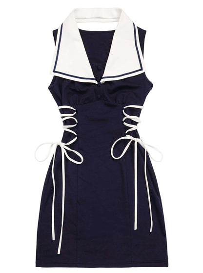 Sailor Girl Summer Sports Leisure Shoulder Suit + One Piece